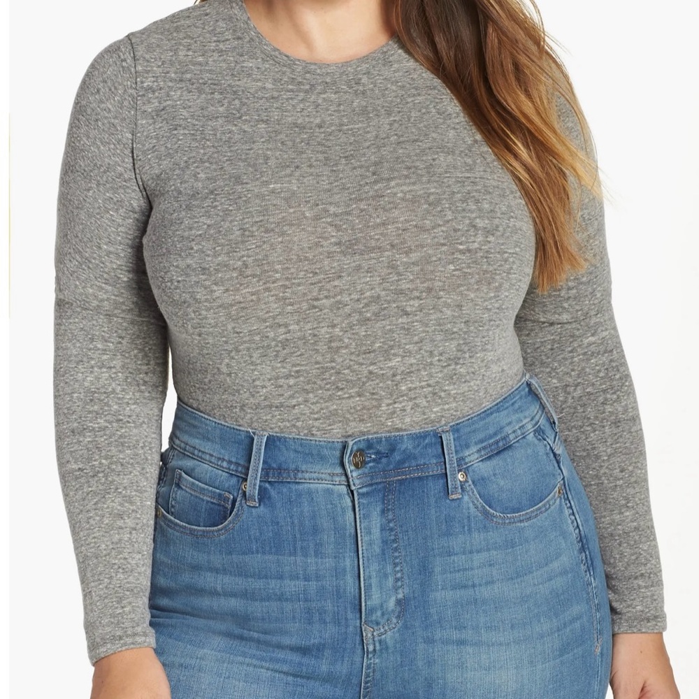 Madewell Crewneck Bodysuit in Heather Smoke, Size X-Large